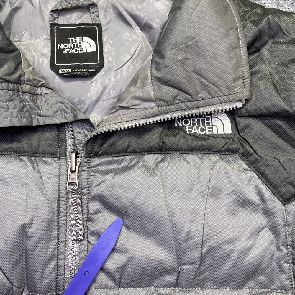 The North Face Mens Grey Black Puffer Jacket AF5T Size Medium Insulated Coat
